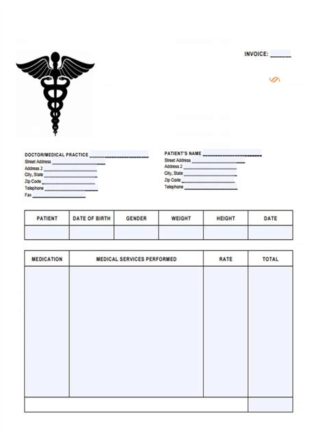 Medical Invoice Template Expense Spreadshee Medical Invoice Format