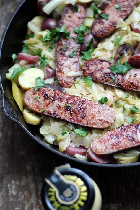 We finish our mac and cheese under the broiler to melt and brown the top layer of cheese. Chicken Apple Sausage Skillet with Cabbage and Potatoes ...