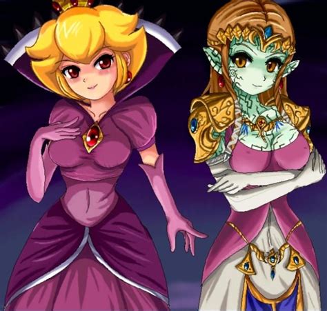 Evil Side Peach And Zelda By Sigurdhosenfeld On Deviantart Super Mario Art The Shadow Queen
