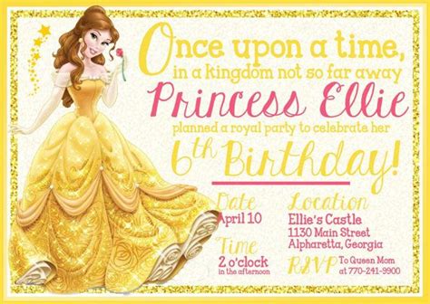 Custom Princess Belle Birthday Party Invitation By Sweetleighmama 6