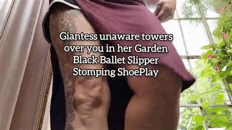 Giantess Unaware Towers Over You In Her Garden Black Ballet Slipper