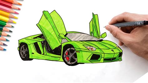 Lamborghini Drawing Easy How To Draw Lamborghini With Color Pencils