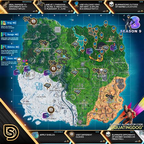 The ninth season has already begun, and we traditionally make a page where you can find all the necessary information about the new fortnite season. Fortnite Season 9 Week 8 Challenges Map
