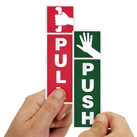 Aluminum Pull Push Door Sign With Graphic Vertical Red Green Sku