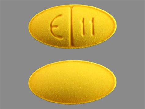 E 11 Pill Yellow Oval 14mm Pill Identifier