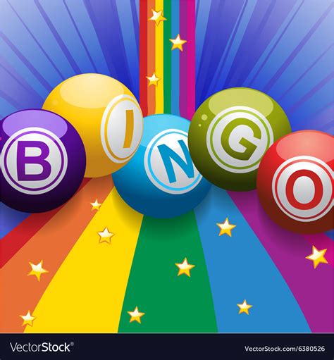 Bingo Balls On Rainbow Over Blue Background Vector Image