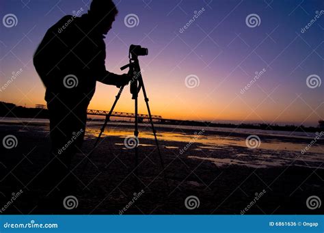 Photographer Stock Photo Image Of Silhouette Dusk Night 6861636