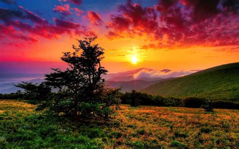 Brilliant Sunrise Over Western North Carolina Hd Desktop Wallpaper