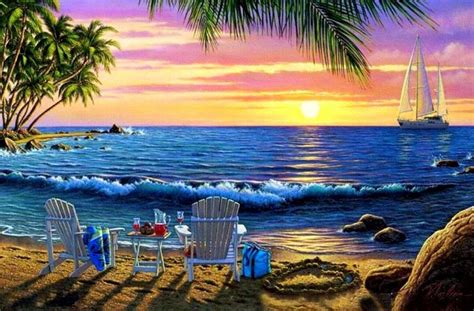 Beach Sunset Scene Art Art Pinterest