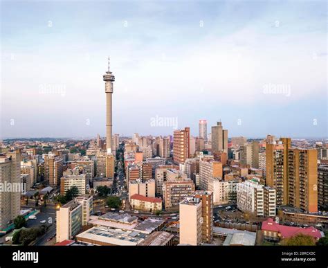 Aerial View Skyscrapers Downtown Johannesburg South Africa Stock
