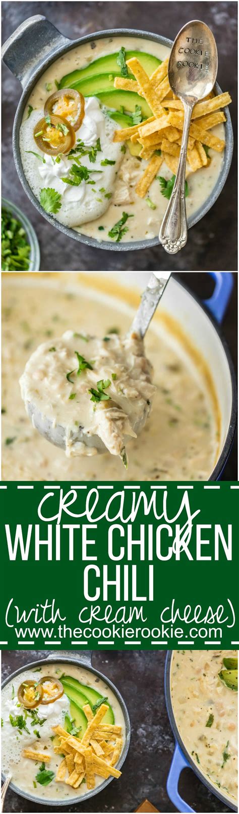 For the cooked chicken, poach 3 or 4 skinned and boned chicken breast halves in boiling water or chicken broth, covered, for about 12 minutes or until no pink remains (170°f). CREAMY WHITE CHICKEN CHILI made with CREAM CHEESE is the ...