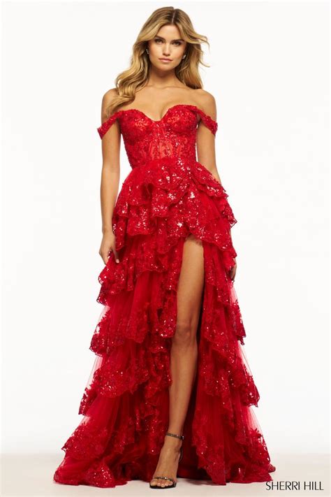 sherri hill sequin ruffle a line prom dress 55500 terry costa