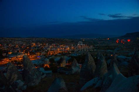 Illuminated At Night Streets Of Goreme Turkey Cappadocia The Famous