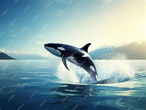 Premium Ai Image A Killer Whale Jumps Out Of The Water