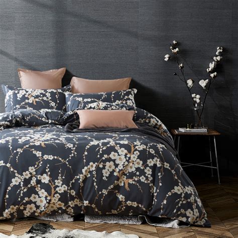 Japanese Oriental Style Cherry Blossom Floral Branches Print Duvet