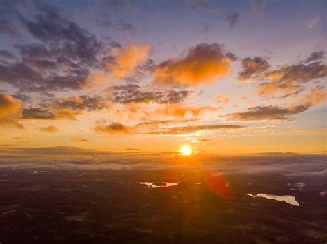 Landscape With A Beautiful Sky At Sunset Drone Shooting Stock Photo