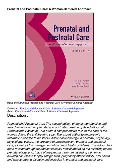 Read Pdf Prenatal And Postnatal Care A Woman Centered Approach