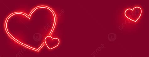 Lovely Neon Hearts Banner With Text Space Background Wallpaper Happy