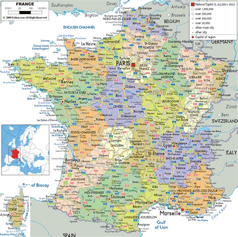 Political Map Of France Ezilon Maps