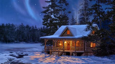Winter Cabin Wallpaper Images