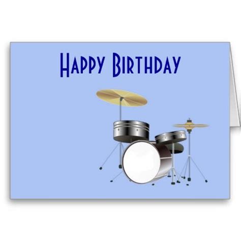 Happy Birthday With Drum Kit For Musician Drummer Greeting Cards
