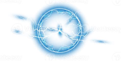 Blue Ball Lightning On A Transparent Background Abstract Electric