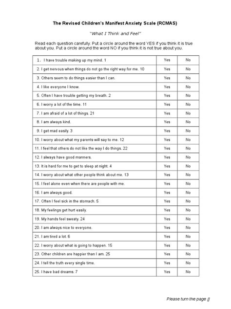 Revised Childrens Manifest Anxiety Scale Applied Psychology Mental
