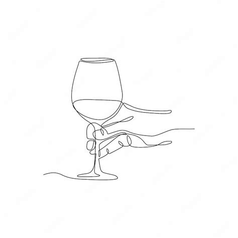 Premium Vector Draw One Continuous Line Hand Holding With Wine Glass