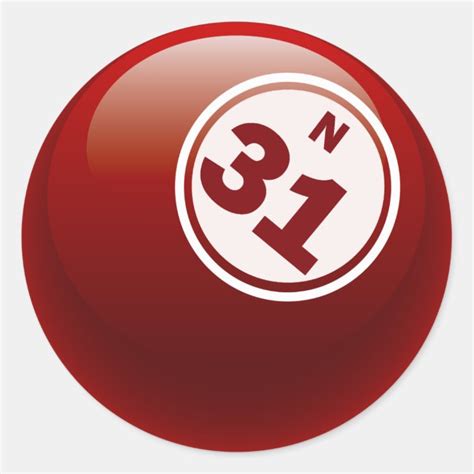 N 31 Bingo Ball Classic Round Sticker Uk