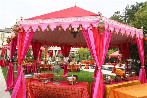 Pink Fuschia And Gold Color Scheme Outdoor Indian Wedding Tent