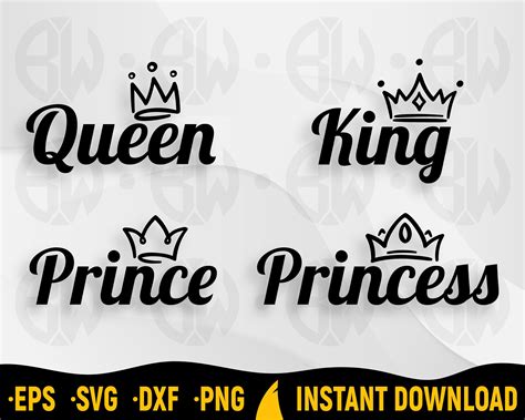 King Queen Prince And Princess Design Files Svg Royal Etsy