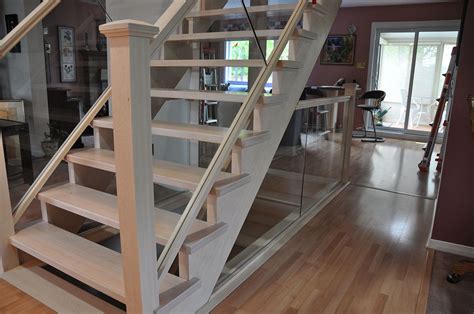 Open Riser Maple Stair At The Baylin Residence Stairs Glass Stairs
