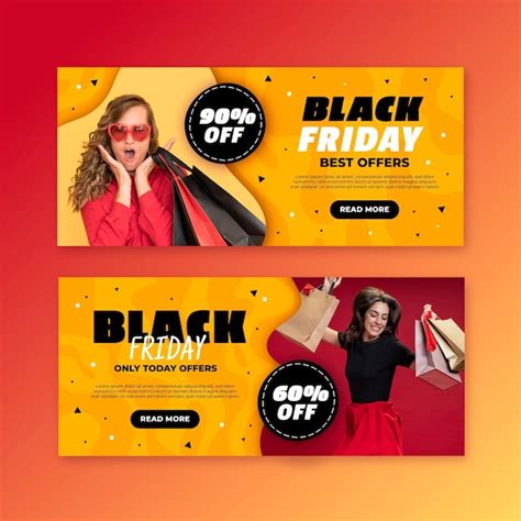 Premium Vector Flat Design Black Friday Banners Template