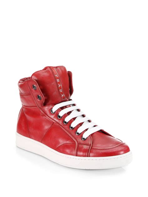 Prada Vintage Nappa Hightop Sneakers In Red For Men Lyst