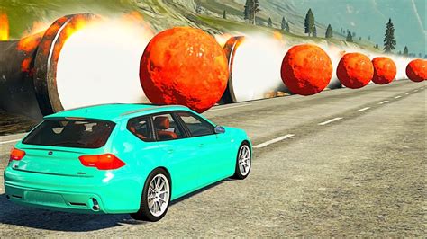 Beamngdrive Giant Glowing Ball Cannons Against High Speed Cars Youtube