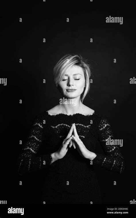 Woman Praying With Hands Clasped Black And White Stock Photos And Images