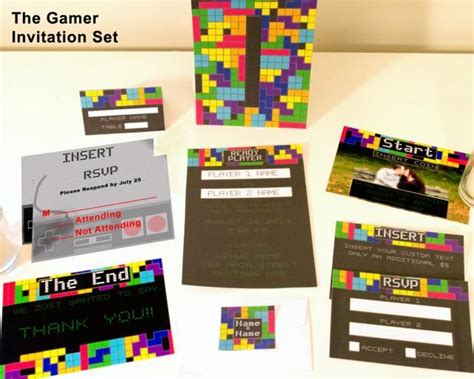 The Gamer Video Game Themed Customized Wedding Invitation Suite Nerdy