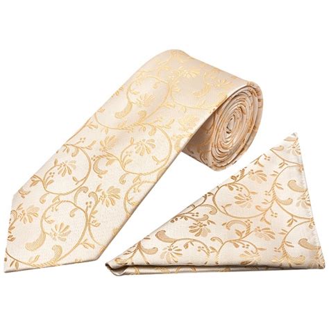 Caramel Floral Tie And Handkerchief Set
