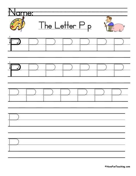 Letter P Handwriting Practice Worksheet Have Fun Teaching