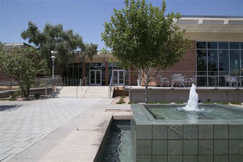 The Fountain In Sophomore Square With The Hannelly Center In The