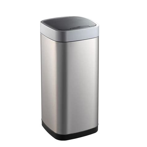 Eko 50 Liter Stainless Steel Metal Indoor Touchless Trash Can With Lid