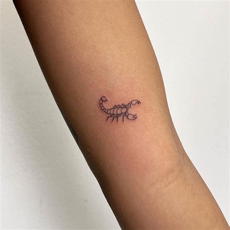 Fine Line Scorpion Tattoo Located On The Inner Arm