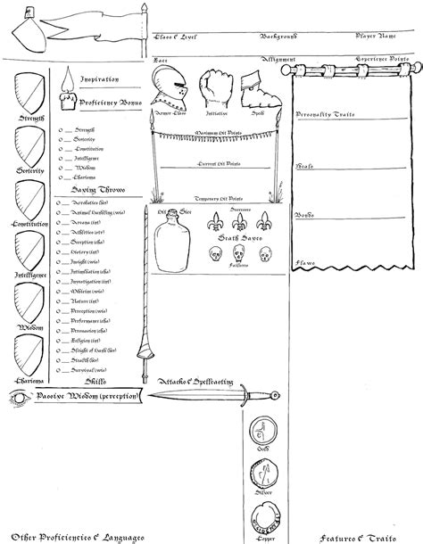 Custom Character Sheets To Flavor Individual Pcs Human Fighter Knight Half Elf Wizard