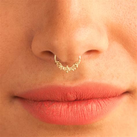 Silver Septum Ring Nose Ring Indian Septum Septum Piercing Etsy