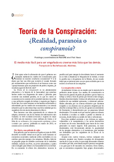 TEORÍA DE LA CONSPIRACIÓN: ¿REALIDAD, PARANOIA O ...
