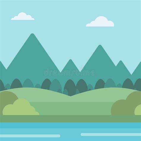 Background Of Landscape With Mountains And River Stock Vector