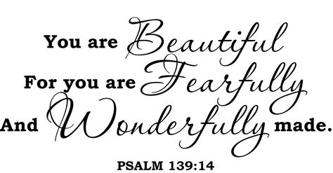 Wall Decal Quote Psalm 139 14 You Are Beautiful Bible Verse Scripture