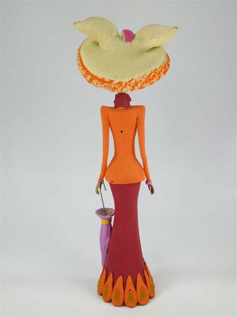 Catrina With Umbrella Handmade Clay Figurine Mexican Day Of Etsy