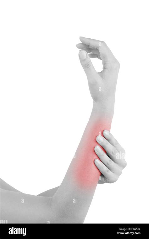 Forearm Muscle Strain Female Hand Touching Forearm With Highlighted