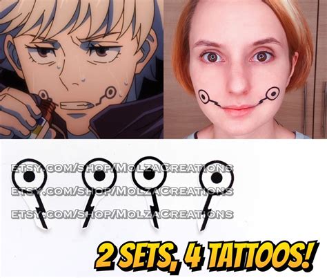 Inumaki Toge Temporary Face Tattoos 2 Sets 4 Tattoos Etsy